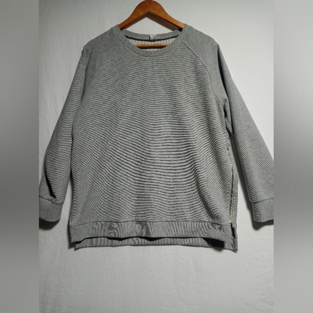 Anrabess Woman's Large Gray Sweatshirt With Side Zippers